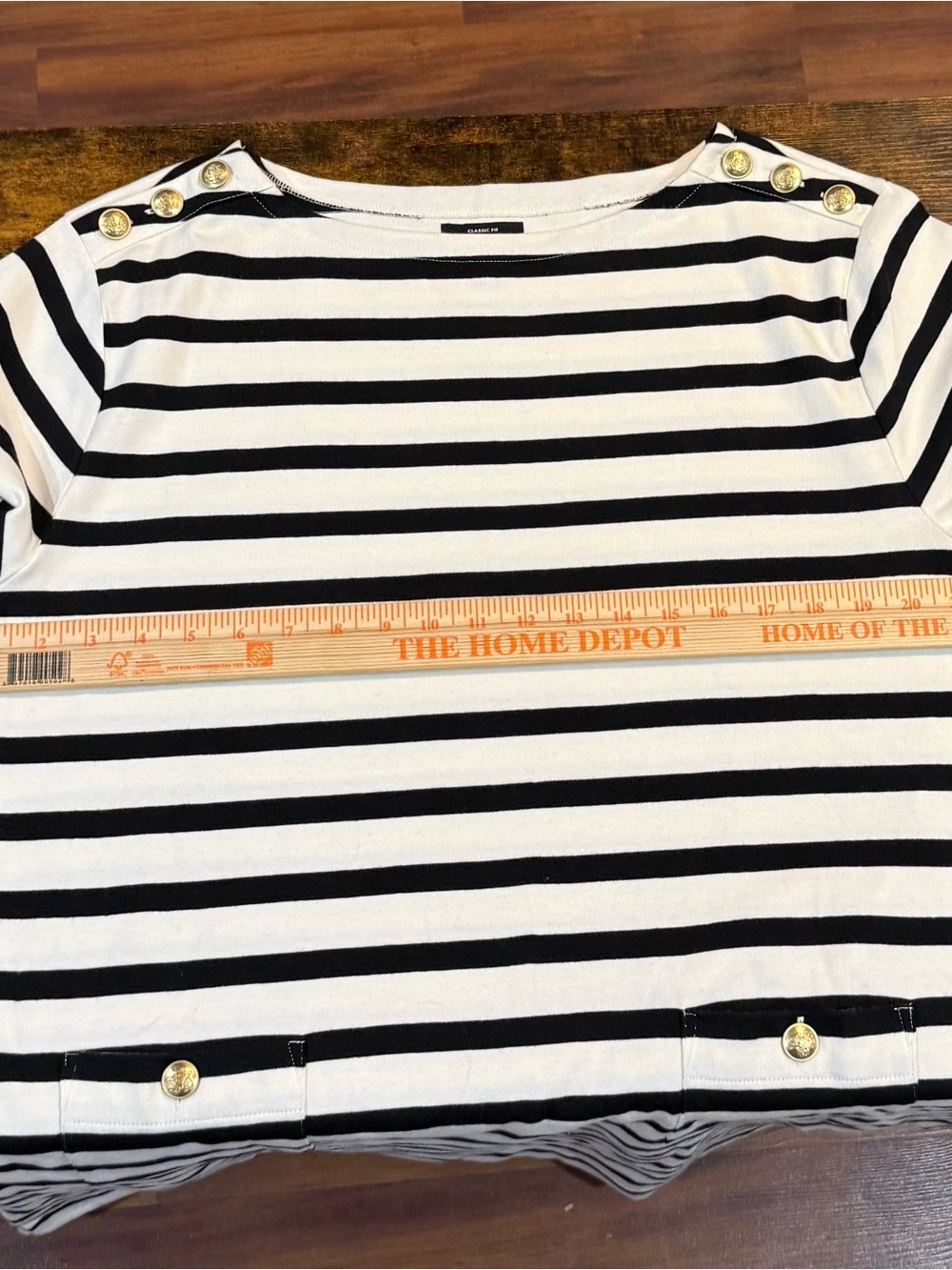 J.Crew Mariner Cloth Striped Shirt Dress XL Gold Buttons Nautical Preppy - Picture 9 of 10